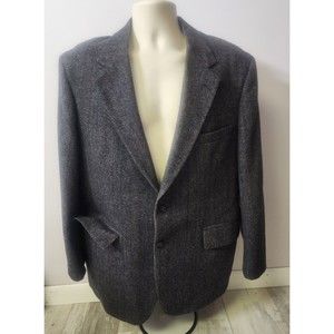Vintage Hunt Valley Grey Herringbone Wool Sport Coat Blazer Men's 42R USA